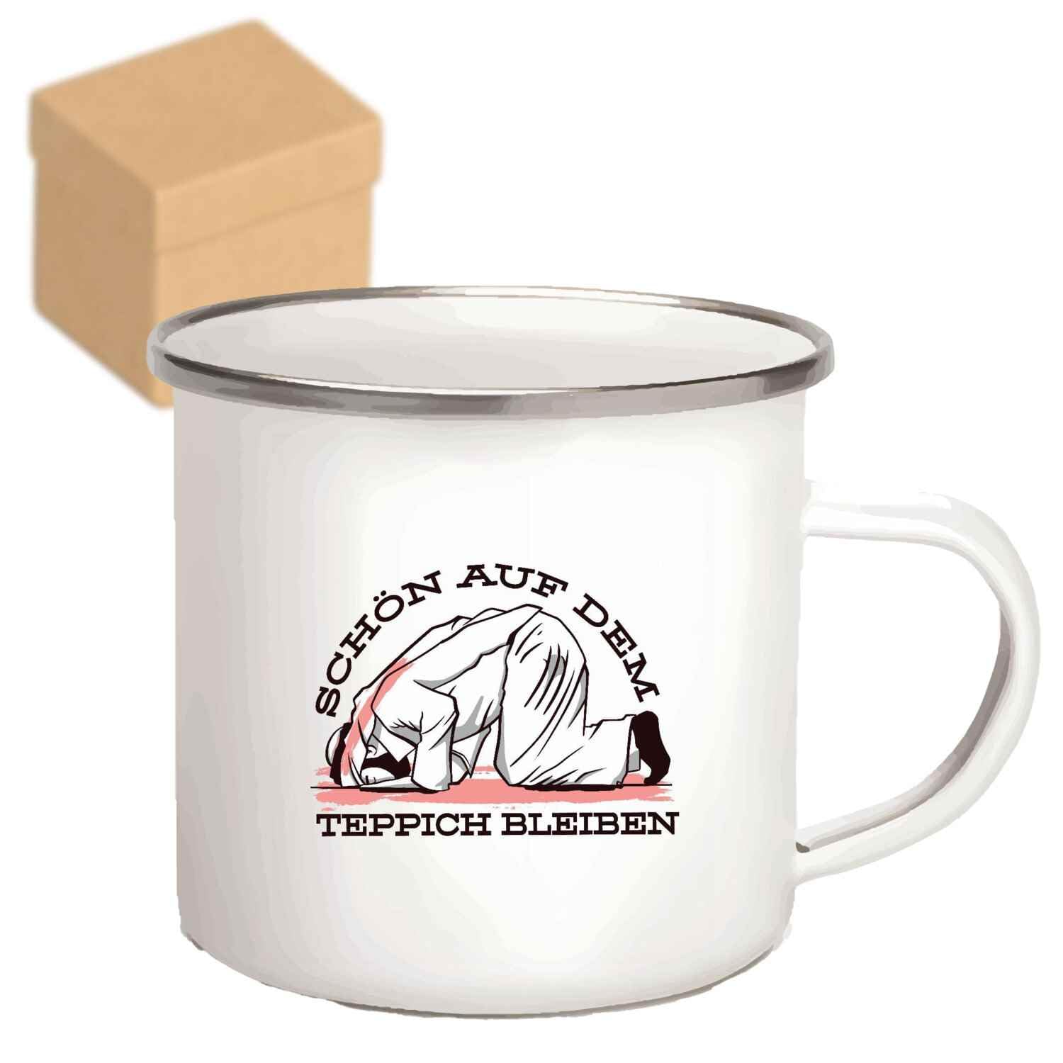 Inspirational Islamic German Quote Gift, Eid Present For Muslim Men - Develop Your Faith And Wisdom On 12oz Enamel Silver Mug