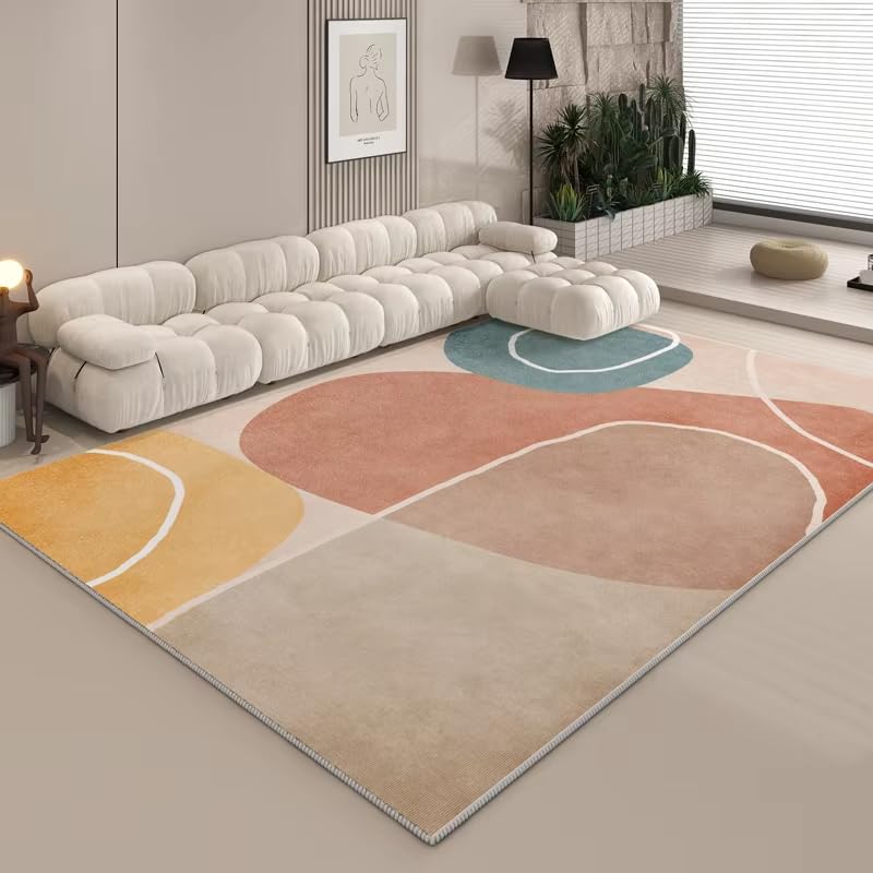 Tapis en peluche grand tapis de sol doux decoration salon chambre abstrait