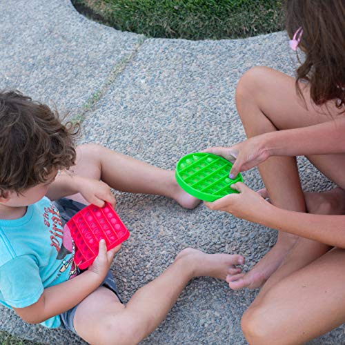 Image of 4pk Square Color Push It Pop It Bubble Fidget Toy | Perfect Sensory Toy for Stress Relief, Anxiety, Autism or as a Coaster | Includes 4 fidgets - Blue, Red, Yellow, Green | 5 inch Square.