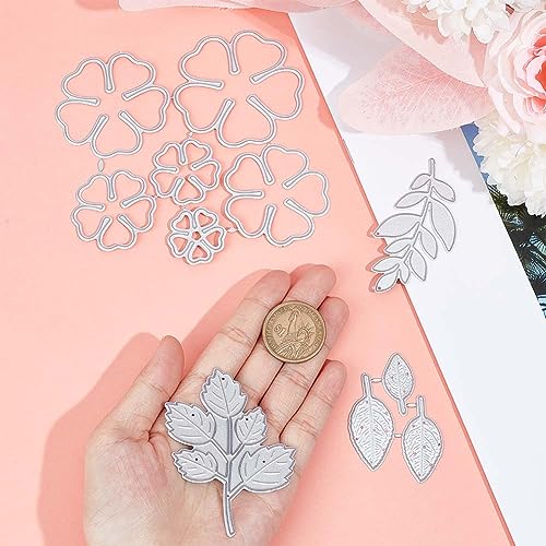 GORGECRAFT 4Pcs 4 Styles 3D Flower Cutting Dies Leaf Metal Die Cuts Embossing Template Stencil Carbon Steel Decorative Rose Leave Cut for DIY Scrapbooking Album Wedding Crafts Paper Card Making - Image 3