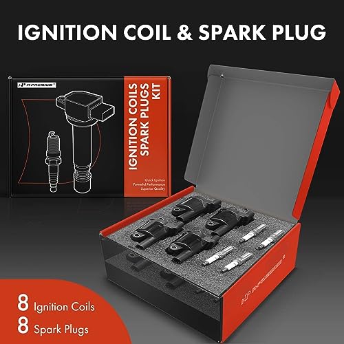 Image of A-Premium Set of 8 Ignition Coil and Spark Plugs | Compatible with Chevrolet Silverado 1500, Silverado 1500 LD, Tahoe, Camaro, Suburban & GMC Sierra 1500, Yukon & Cadillac