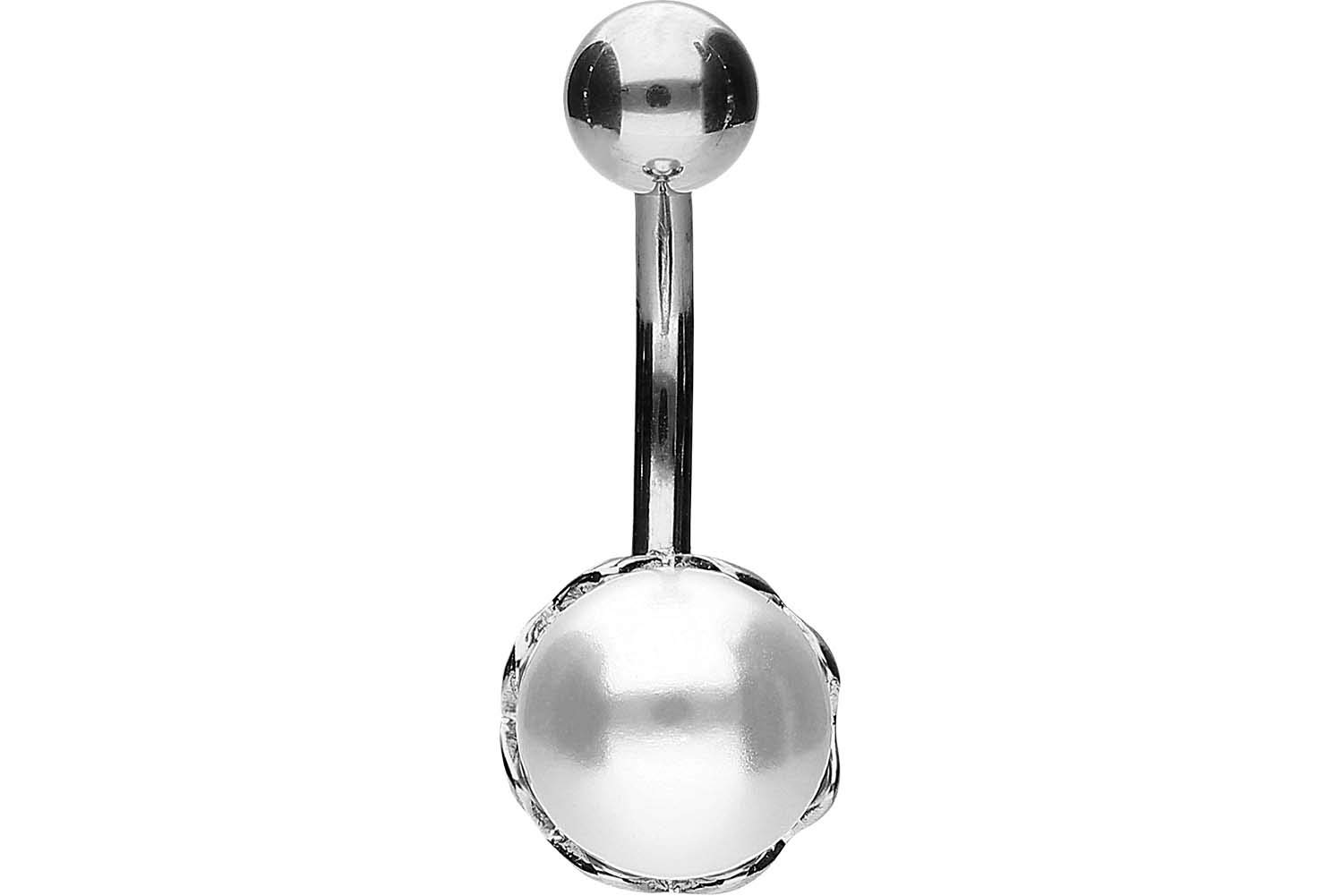 PIERCINGLINE piercing ombligo titanio | Perla sintética engastada en plata 925 | Piercing Bananabell Plátano | selección de color