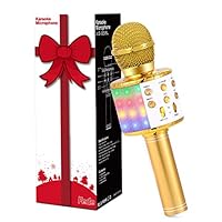 Fede Microphone for Kids Adults, Wireless Bluetooth Microphone with Flashing Colorful LED Lights Portable Speaker Karaoke Machine, Home KTV Player Support Android & iOS Devices for Party Singing