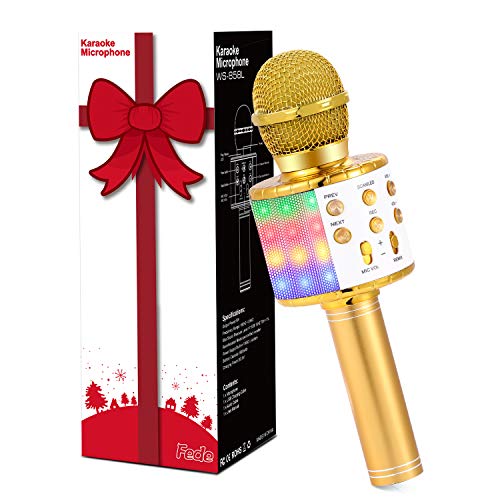 【3 in 1 Microfono Karaoke Portatile】: Grazie alla sua leggerezza, potrai portarlo ovunque tu voglia, senza dover andare in cerca di una sala Karaoke. E’ anche l’altoparlante Bluetooth, si può essere usato come microfono wireless, Hi-Fi Bluetooth. Puoi anche usarlo per registrare le sue canzoni nell'App sul cellulare.