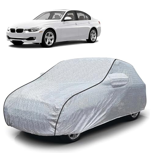 Image of Sulfar 100% Waterproof Car Body Cover Compatible with Mirror for BMW 328i (Triple Stitched, Full Bottom Elastic, Magic Silver with Black Piping)