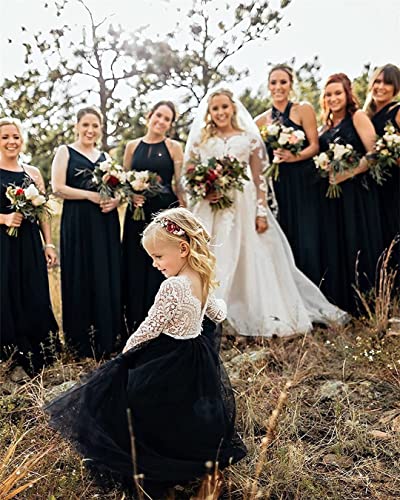 Image of Topmaker Flower Girl Dress for Toddler Baby Girls,Lace Tulle Dress for Wedding,Birthday Party,Photoshoot,Special Occasion