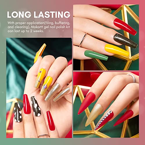 Makartt Gel Nagellack UV Set 6 Farbe Gold,Gelb,Rot, Grün, Schwarz Gel Nail Polish Set LED Nagel Kunst Nagel Design… – Bild 5