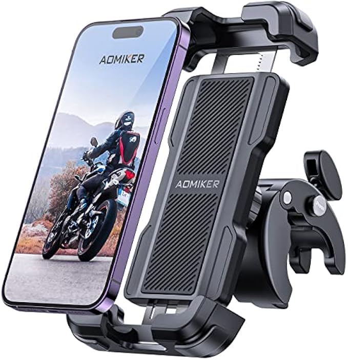 Aomiker Motorcycle Bike Phone Mount Holder - 2023 Quick Release Bike Phone Holder Handlebar Clamp, Bicycle Scooter Phone Clip for iPhone 14 Pro Max Plus, 13 12 11 Pro Max Mini, 4.7-6.8” Smartphone