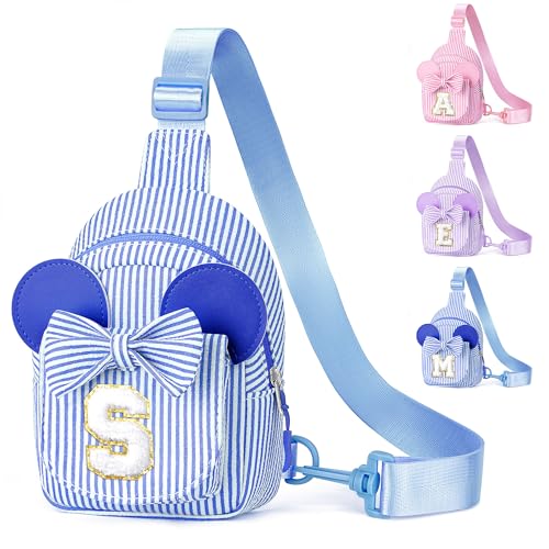 YOOLIFE Initial Sling Bag, Small Sling Bags for Girls Kid, Gifts for Little Girls Kids, Little Girl Birthday Gift for Kids Daughter Sister Kid Girl Gifts Trendy Stuff Belt Bag (Blue S)