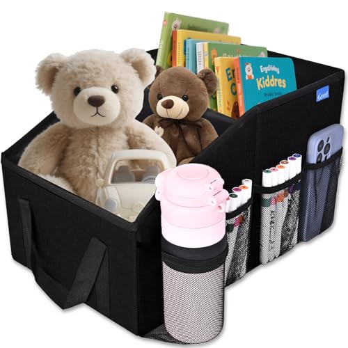 Car Seat Organizer for Back Seat Front Seat Between Seats,Car Storage Organizer for Kids with Multi- Pockets,Collapsible,cup Holders, Removable Dividers(Black)