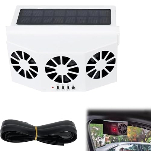 車用換気扇 カーソーラー換気扇 車用排気ファン 車載ファン 冷風機 省エネ 空気循環 熱気排出 蒸れ解消 空気清浄機 脱臭 送風 車用冷房品 熱中症対策 オールシーズン利用可能 (ホワイト)
