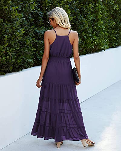 Image of PRETTYGARDEN Women's 2026 Summer Maxi Dress Spaghetti Strap Sleeveless High Waist Beach Vacation Long Sundresses
