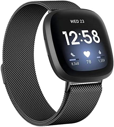 Metal Bands Compatible with Fitbit Versa 4/Sense 2/Versa 3/Sense, Women Men Adjustable Bracelet Strap Stainless Steel Replacement Wristband for Fitbit Versa Smart Watch