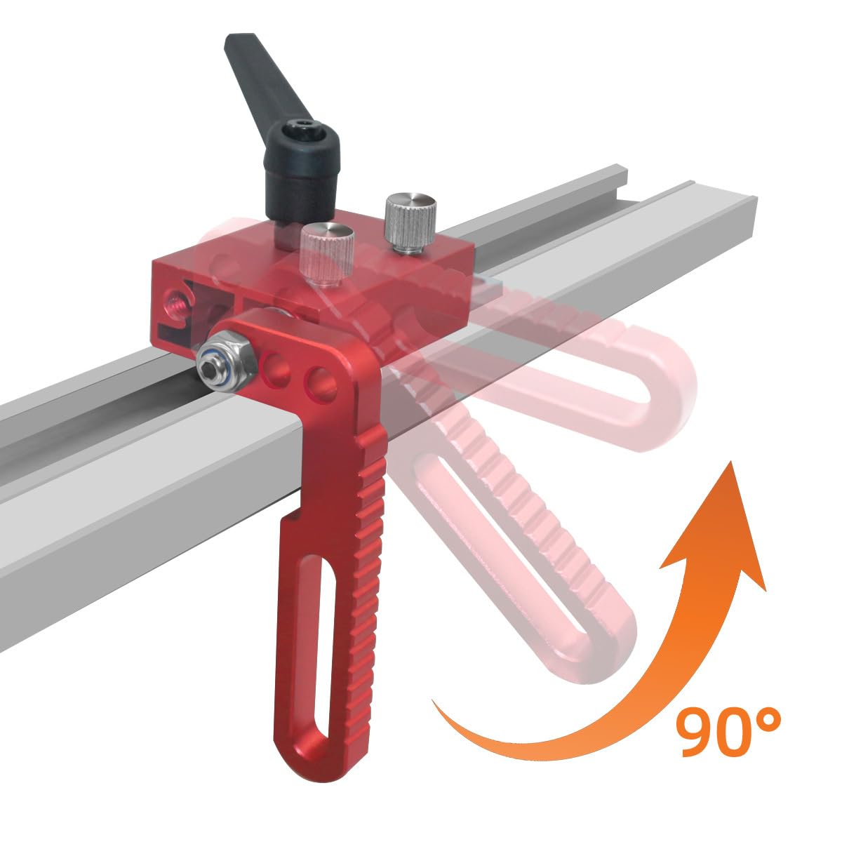 T-Schienen-Anschlag aus Aluminiumlegierung, Typ 75, Gehrungsschienen-Anschlag, T-Nut T-Schienen, fester Holzbearbeitungs-Positionierer, für Holzbearbeitung DIY-Werkzeuge (Schwarz)