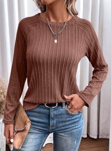Image of Dokotoo Womens Tops Long Sleeve Lightweight Shirts 2026 Spring Fashion Clothing Trendy Tops Crewneck Knit Basic Tee