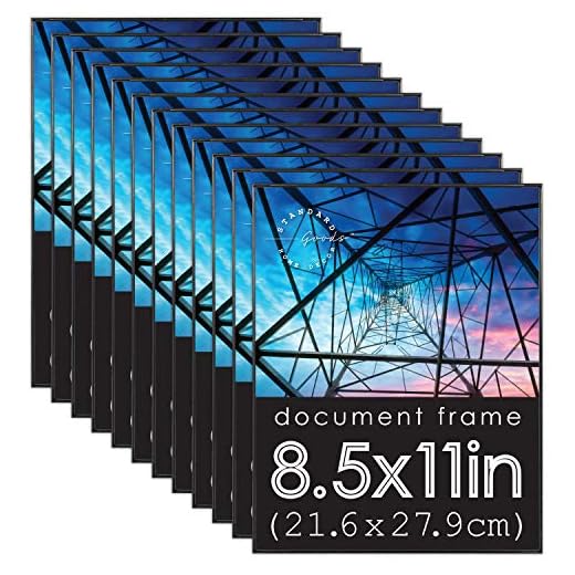Standard Goods Home Décor 8.5x11 inch front loading document frame, 12-pack of Black for wall or table, horizontal or vertical display