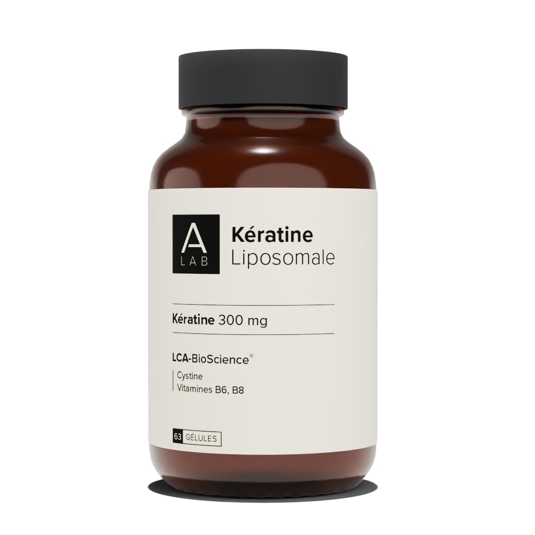 Keratine Liposomale 300mg - Cheveux, Ongles, Peau - Biotine, Vitamine B6, L-Cystine - A-Lab - 1 à 3 Gélules Par Jour