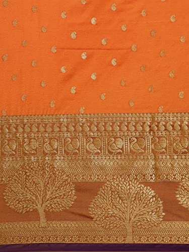 Image of Panzora Women's Banarasi Silk Saree With Unstitched Blouse Piece