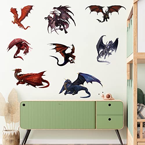 Vinilos decorativos 3D dragones antiguos 8 piezas miniatura 1