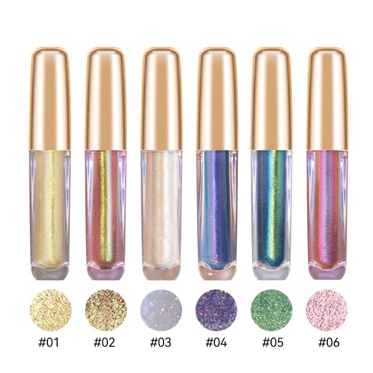 Miniatura 5 de BONNIE CHOICE Sombra de ojos de camaleón líquida metálica, 6 colores holográficos con purpurina multicroma, altamente pigmentada, kit de maquillaje