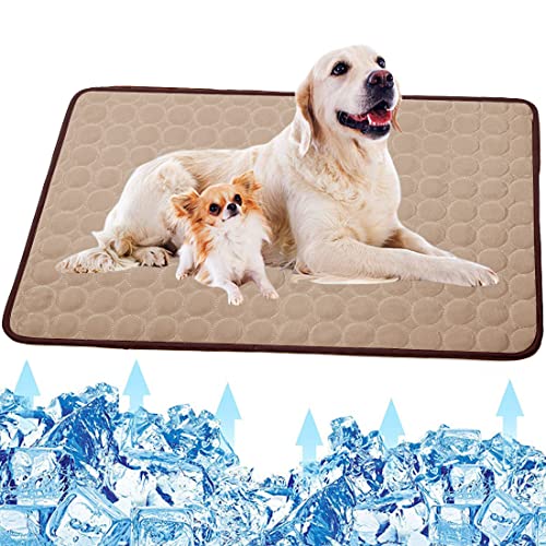 Dog Cooling Mat, Pet Dog Self Cooling Pad, Ice Silk Washable Summer