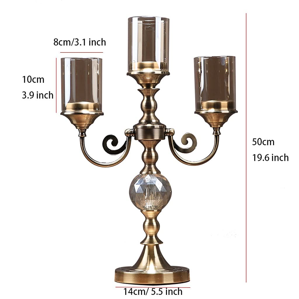 Candelabro Portacandele 3 Bracci Candelabro, candelabro in Metallo retrò for Tavolo da Pranzo, Camino, candelabri Natalizi Centerpieces Decorazione