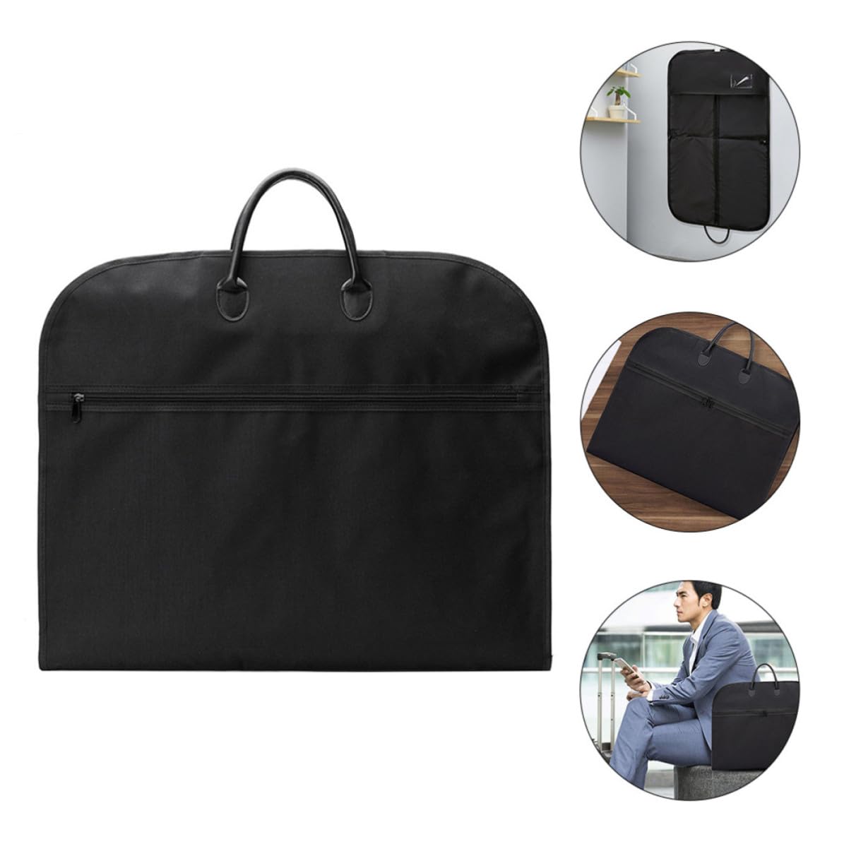 DOITOOL Porta Abiti Pieghevole Portatile Oxford Nero Doppio Manico, Custodia per Abiti e Cappotti per Viaggi e Uso Business