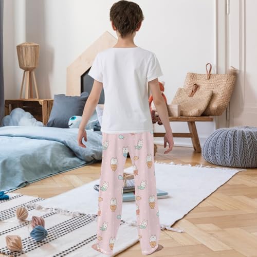 Boy's Pants Bear Rabbit Mermaid Fish Pink Jogger Pants Elastic Waist Long Bottoms Trousers with Pockets 6-14 Years3