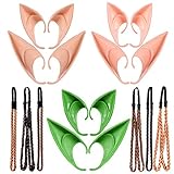 Material: Latex Soft Ohren; Farbe der Ohren: 4 Paare Hell, Dunkel Hautfarbe und noch 2 Set grüne Elfenohren. Haarbänder: Dunkel Braun und Gold.