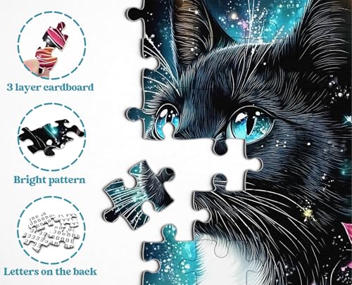 Rompecabezas de Gato para Adultos 1000 Piezas, Larkipuzz Rompecabezas Difícil de Gatito con Tema Floral y Animal de Arte como Decoración de Pared miniatura 3