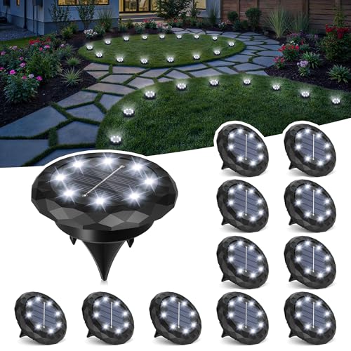 SOLPEX Mini Solar Ground Lights, 12 Pack Pathway Solar Lights Outdoor Waterproof, Garden Lights for...