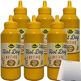 Kühne Senf Hot Dog Mustard cremig milder Senf 6er Pack (6x250ml Squeeze Flasche) + usy Block