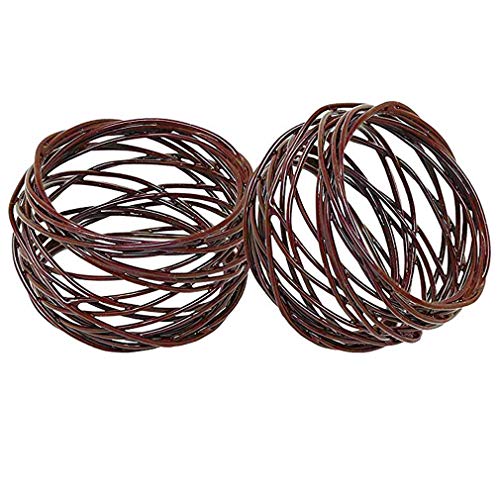 Image of SKAVIJ Handmade Twisted Wire Mesh Napkin Rings Holders Decor Dinner Party Wedding Thanksgiving Christmas Gathering (Brown 12pcs)