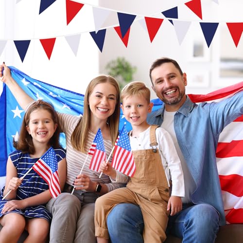 Image of SAPPHIRESKY Red White and Blue Patriotic Pennant Banner Garland, for Fourth of July, USA Independence Day, Memorial Day,Veterans Day,Graduation Decorations