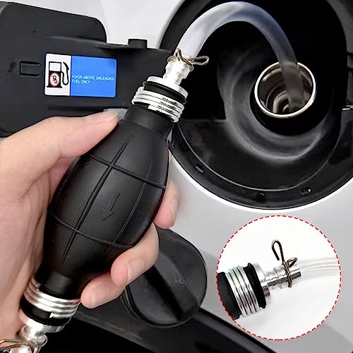 BlingKingdom Hand Syphon Pump Gasoline Siphone Hose Gas Oil Water Fuel Petrol Transfer Siphon Pump 2.1m Portable Hand Fuel Pump with 2 Durable PVC Hoses for Car, Fish Tanks, Aquariums, Bathtubs, Boat - Thumbnail 6