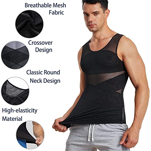 BIGFOX Mens Slimming Vest, Tummy Control Compression Vest Waist Trainer Body Shaper for Men osture Corrector Undershirt2