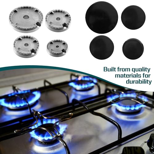 Gasbrenner Krone und Flammendeckel für Backofen, Kochplatte, 8-teiliges Set, mit Leinwand für Kochplatten, Zubehör für Gasherd