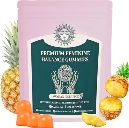 ZKTIA Premium Feminine Balance Gummies - for Women’s Health & Wellness - Immune Support - Vegan, Gluten-Free - Hawaiian Pineapple - 60 Gummies - 30 Servings