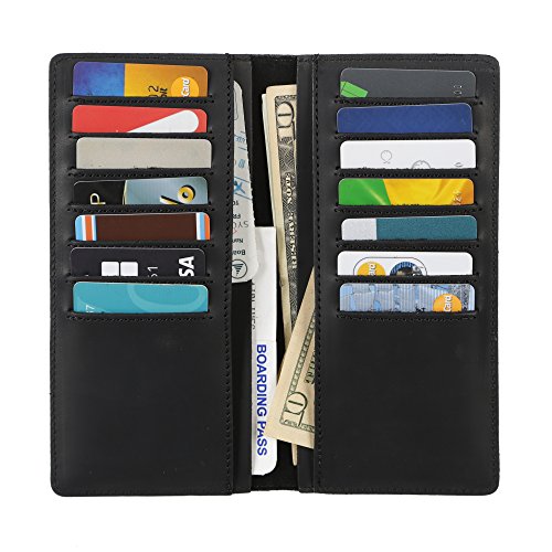 Long Bifold Wallet for Men and Women - Soft Genuine Leather - Checkbook Holder Organizer - Large2