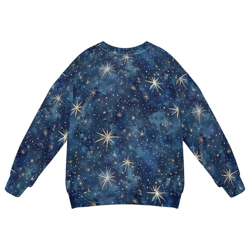 JUNZAN Glitter Stars on Night Blue Kids Boys Sweatshirt Hoodie Crewneck Boys Sweat Shirt Party 4T2