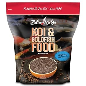 Blue Ridge Koi Fish Food 5lb – Koi Food Mini Growth Formula, Goldfish Food, Premium Fish Food for Ponds, Ponds Fish Food, Floating Pond Pellets