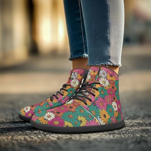 Binienty Wide Width Barefoot Shoes Men Women PU High Top Lace-up Cross-Trainer Sneakers Non Slip Flats3