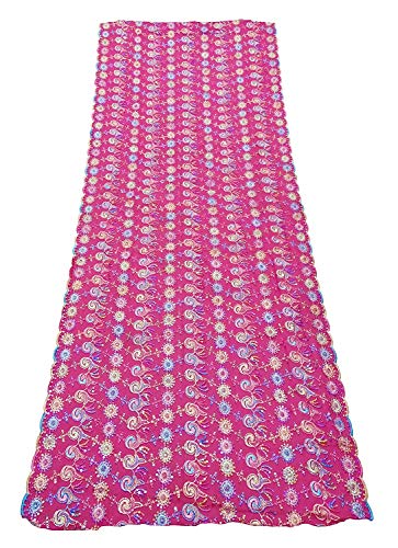 PEEGLI Donne Indiane Dupatta Floreale Design Lungo Vintage Rubato Stola Rosa Tradizionale Ricamato Chunni Georgette Miscela Scialle Fatto A Mano