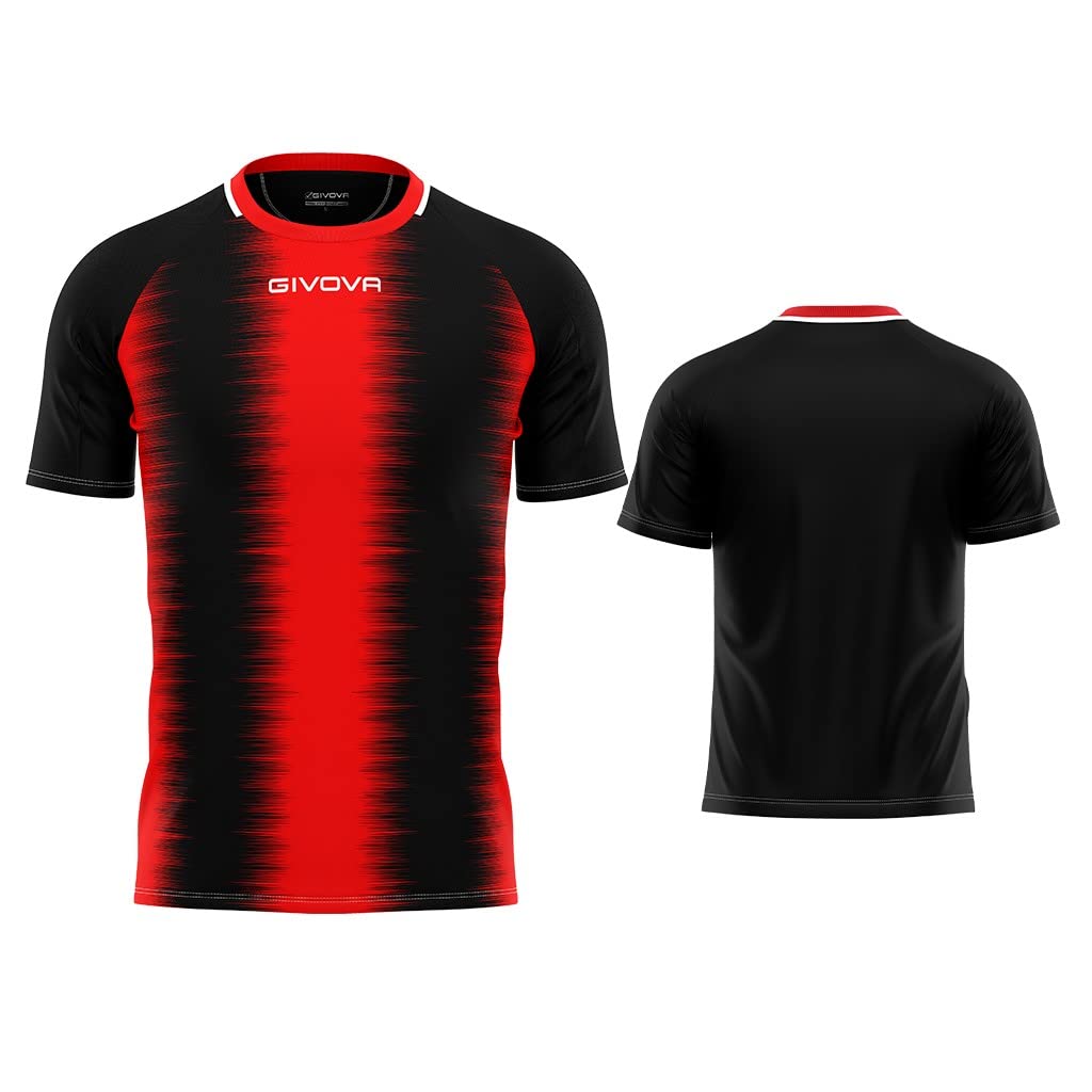 Givova SHIRT STRIPE M/C INTERLOCK ROSSO/NERO Tg. L