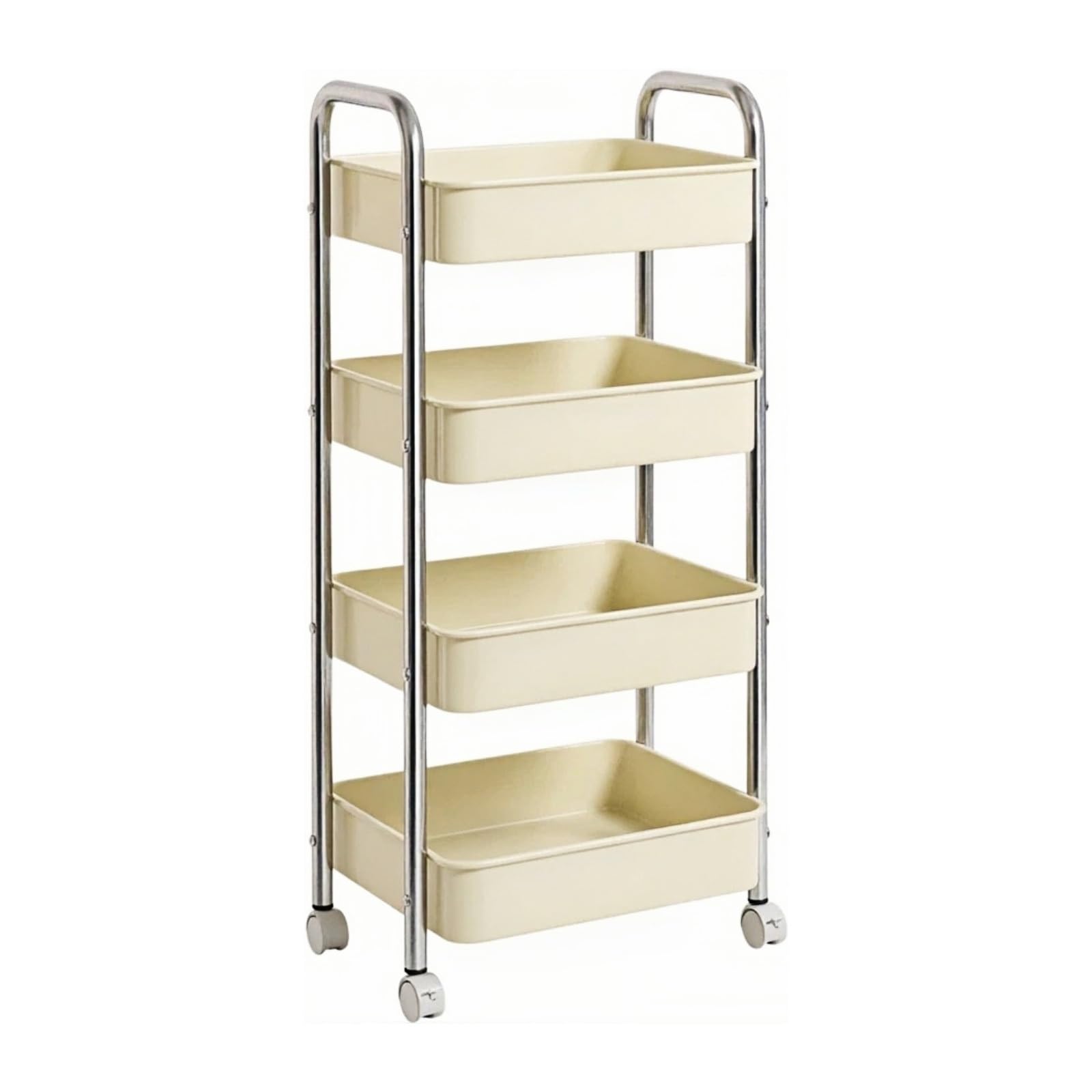 Carro utilitario rodante de 4 Niveles Organizador móvil Estante Almacenamiento for Cocina y Sala Estar Carro Utilitario(Blanco,Grande)