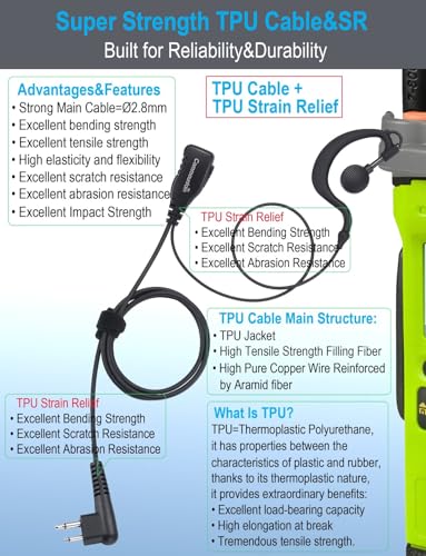Image of commountain Earpiece Compatible with Motorola Radios R2, CP100D, CP200D (Pack of 2)