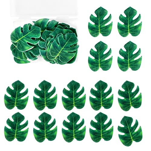Colexy 48 pièces Feuille de Tortue Cupcake Toppers Comestible Feuille de Palmier Tropical Gâteau Décorations Feuilles Tropicales Deco Cupcake Fête pour Mariage d'anniversaire Hawaiian Jungle Cover