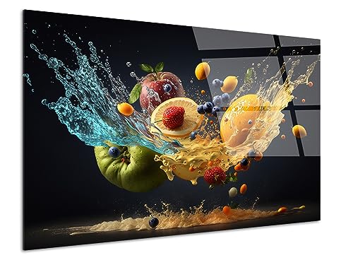 DECLINA, cadre photo décoration murale, impression sur verre acrylique, tableau cuisine, déco l’envol des fruits, art mural moderne, décoration intérieure lumineuse, 50x30 cm
