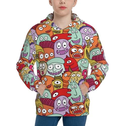 Funny Monster Kids Pullover Hoodies Boys Sweatshirts Girls Athletic Clothes with Pocket