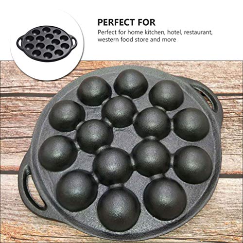 Cabilock Cast Iron Aebleskiver Pan Escargot Dish Snail Mushroom Escargot Plate Dishes 15 Compartment Holes Snail Pan For Baking Cooking #TOP7